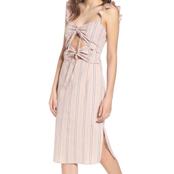 Wayf Where Are You From Verona Striped Dress Size S NWT New Front Ties - Picture 1 of 8